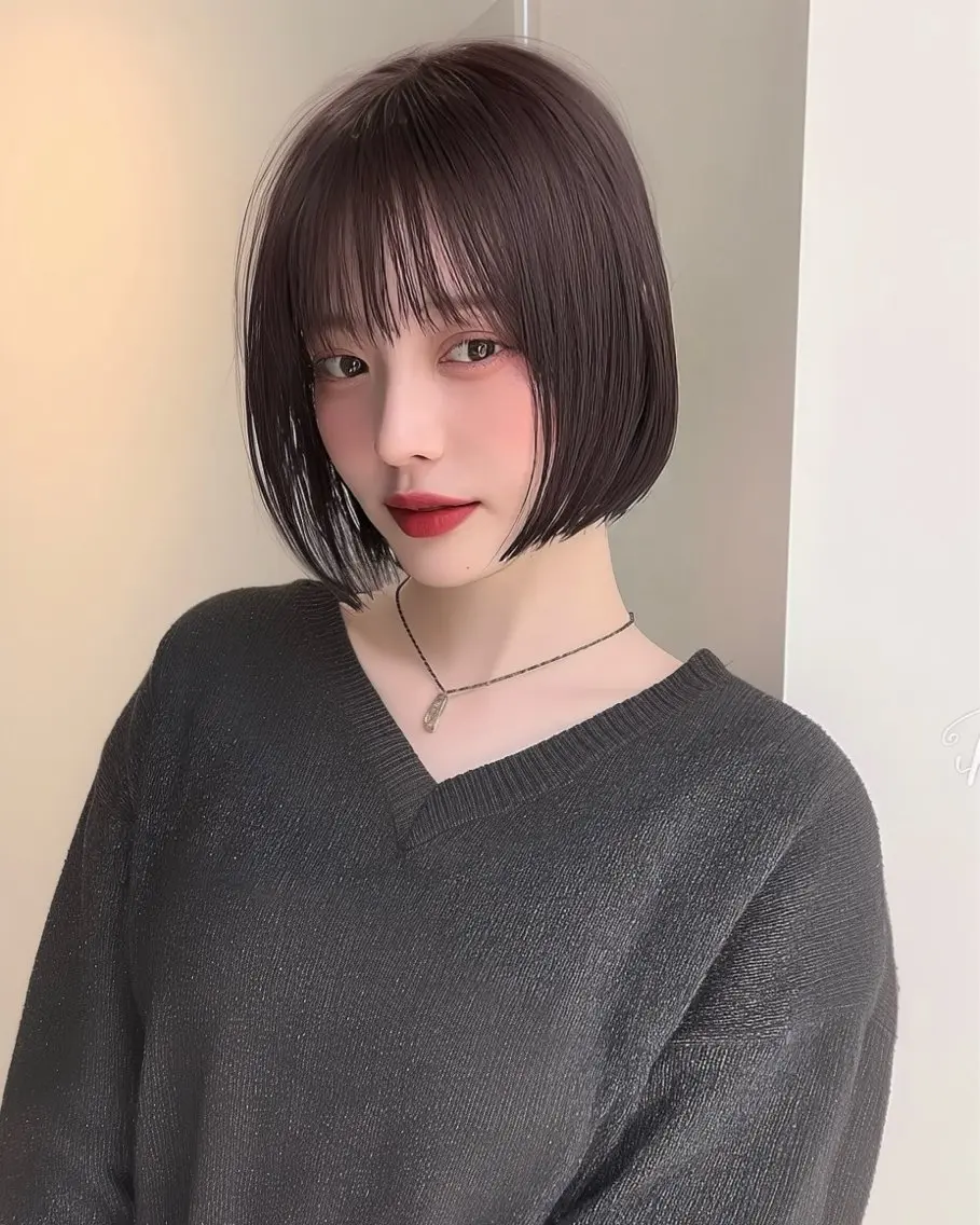 ショート カット ヘアカラー トリートメント ボブ/透明感ベージュ 🫧クルミ🌟のヘアスタイル