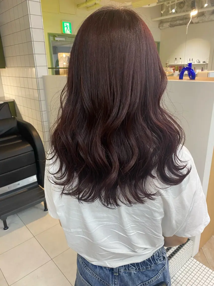 ロング カラー ブリーチ ピンクカラー ピンクパープル パープルカラー カット ヘアカラー トリートメント LUVISM新潟🎀 透明感カラー/ミユのヘアスタイル