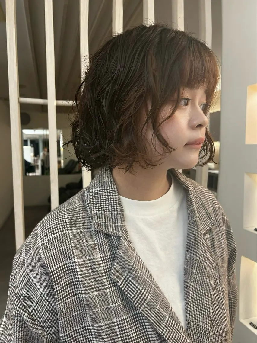 ショート パーマ ボブ ニュアンスパーマ 國領 萌のヘアスタイル
