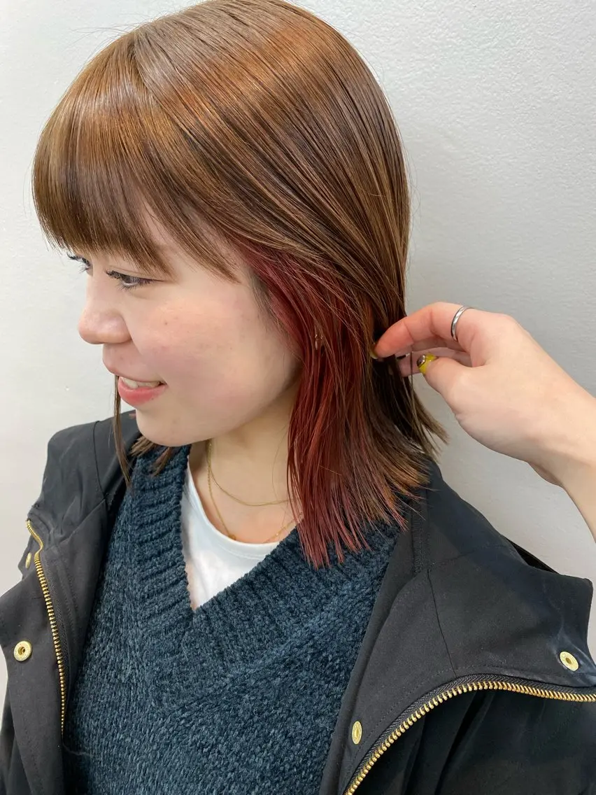 ミディアム カラー アッシュ ベージュカラー ブリーチ ブラウンカラー ケアブリーチ レイヤー暖色カラー 池袋Yamamotoのヘアスタイル