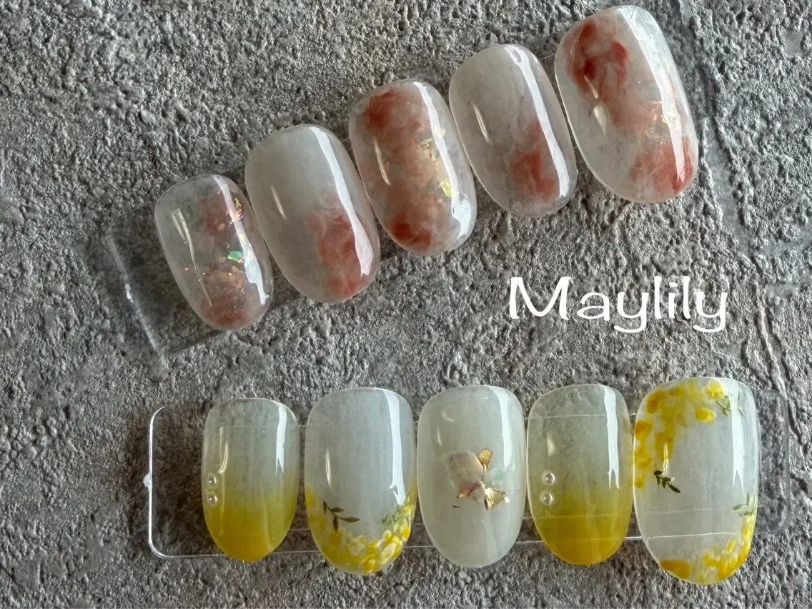 ネイル ニュアンスネイル 赤色 ハンドネイル Nail salon Maylilyのネイルデザイン