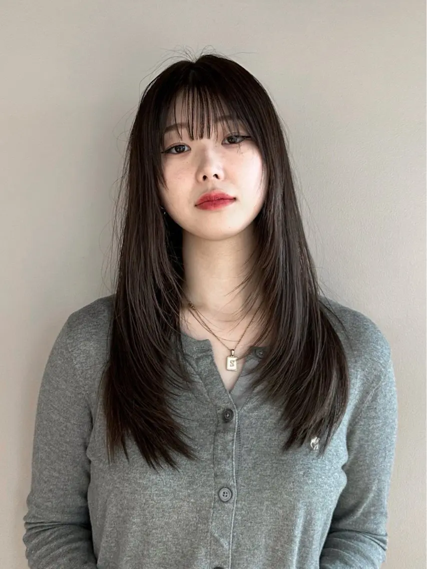 ロング カット ヘアカラー トリートメント レイヤー/顔周り カット/松岡 祥利のヘアスタイル