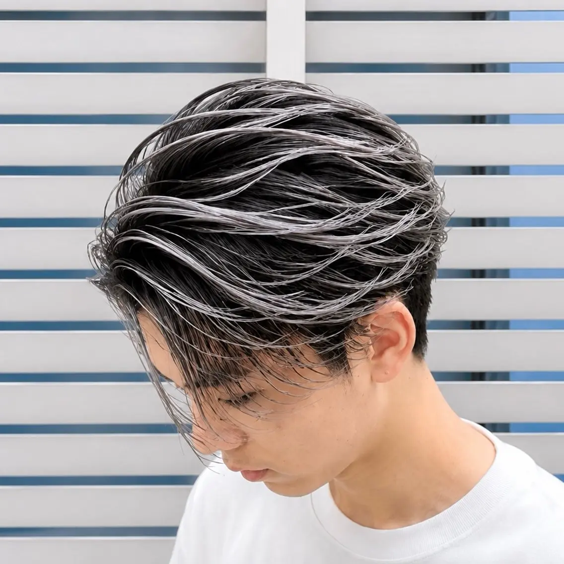 ショート カラー メンズ メンズバレイヤージュ メンズブリーチ バレイヤージュ ブリーチ レイヤーカット カット ヘアカラー 美容師兼アイリスト/ Anche/片岡のヘアスタイル