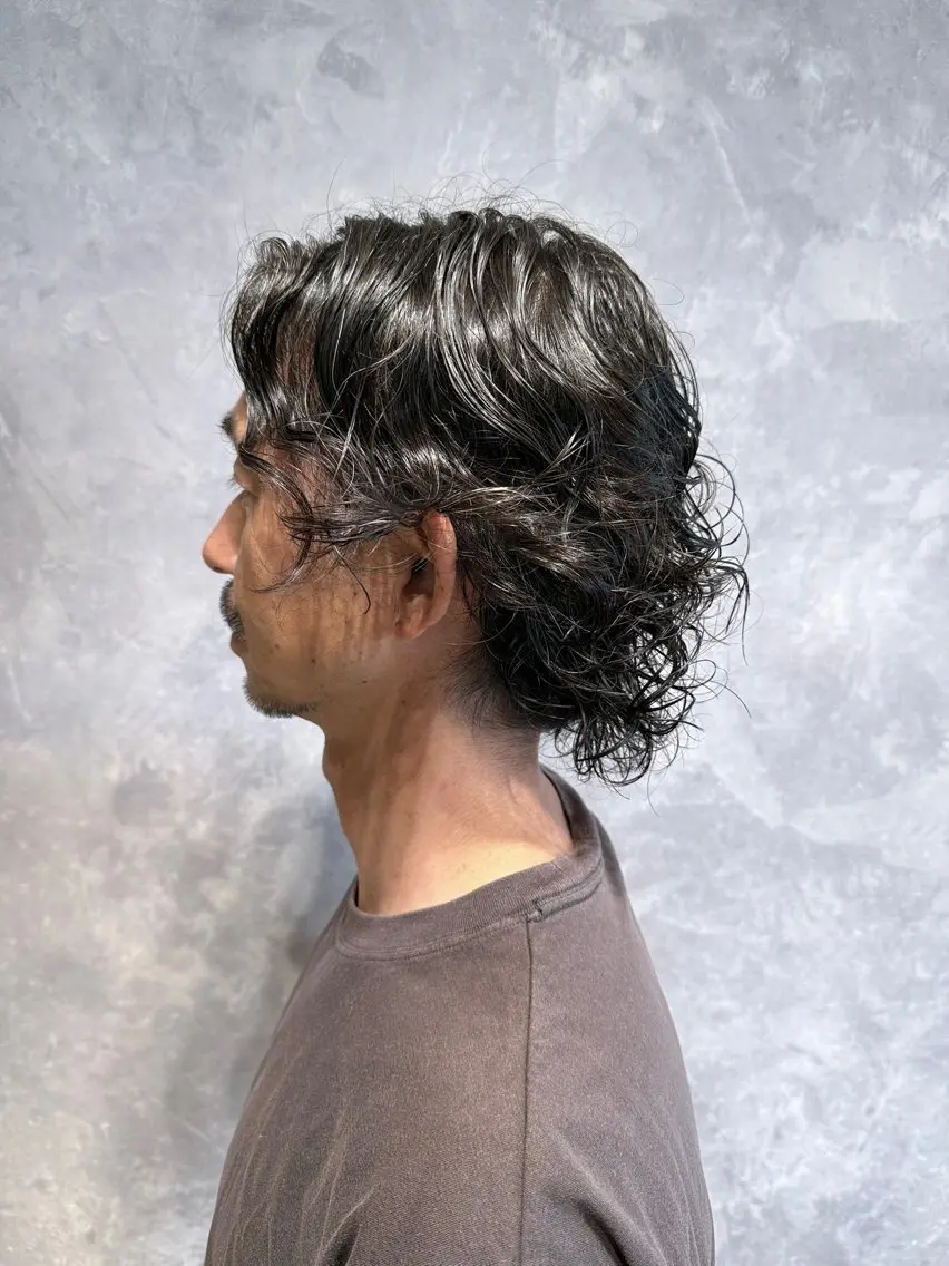 パーマ メンズ メンズウルフカット ウルフカット カット パーマ Mika/岡崎市 /メンズ/艶カラーのヘアスタイル