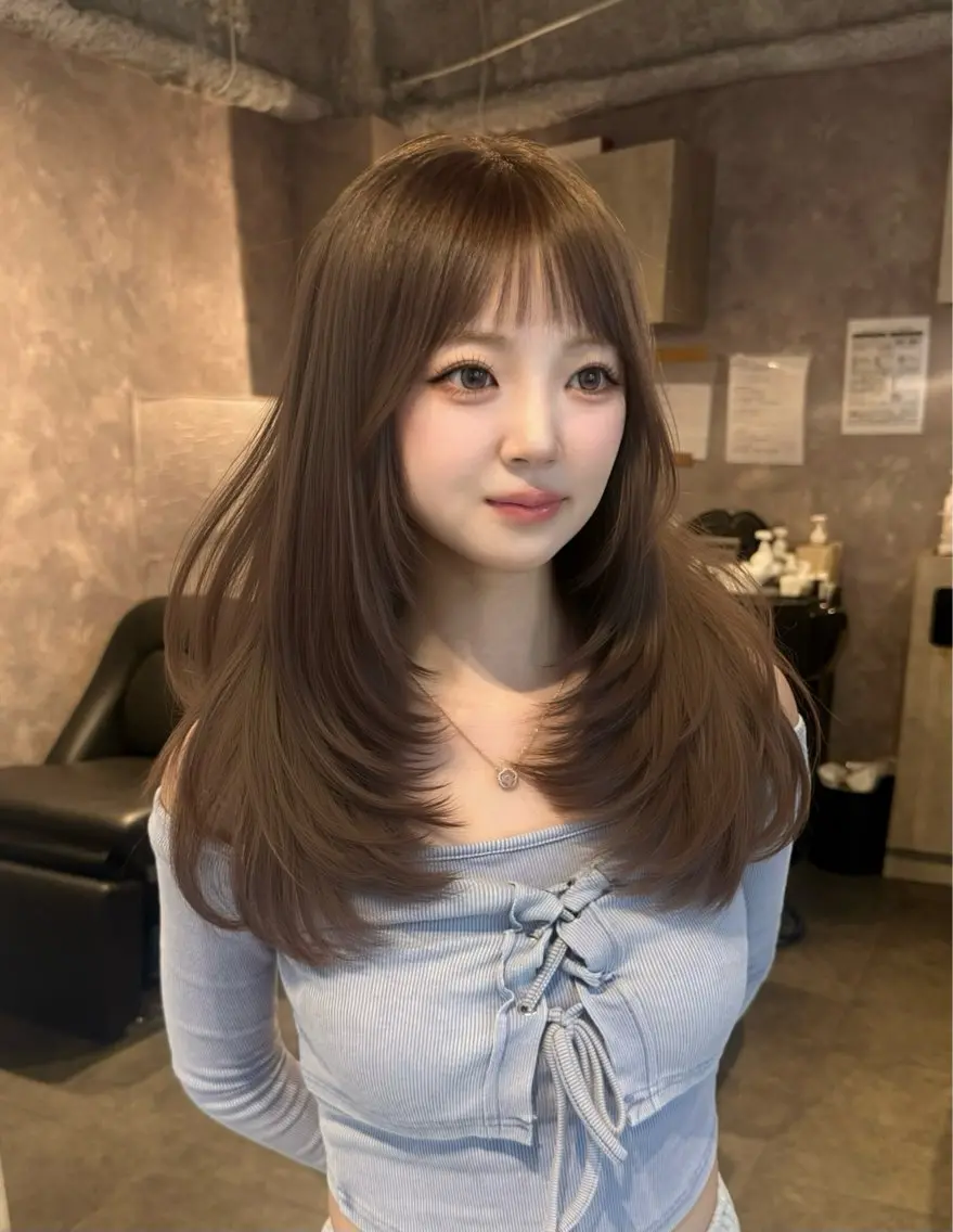 セミロング カラー ヘアアレンジ ヘアカラー トリートメント 🌱巴結生🌿グレー ジュ☁️ミルクティーのヘアスタイル
