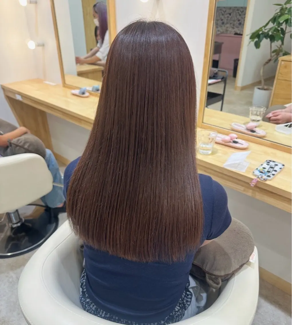 セミロング カラー ヘアカラー トリートメント 淡い暖色・ラベンダー ♡レイヤー🩰ノアのヘアスタイル