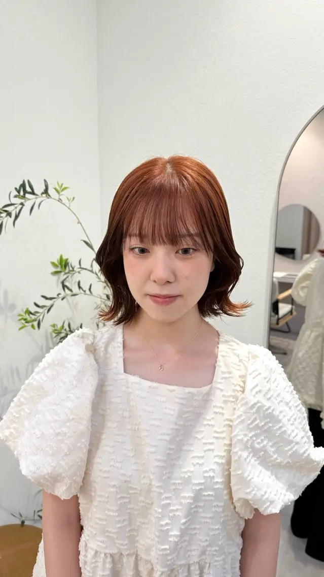 ミディアム カラー オレンジ コバヤシ マヒロ🎀のヘアスタイル
