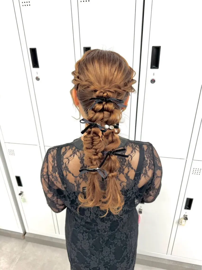 ロング ヘアアレンジ ヘアセット エクステ🫧艶カラー ￤横浜  ももはのヘアスタイル