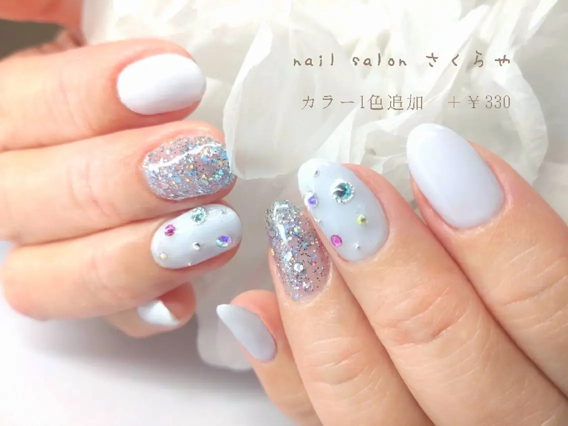 ネイル アートネイル ドット ワンカラーネイル さくらや❤ パラジェル使用のネイルデザイン