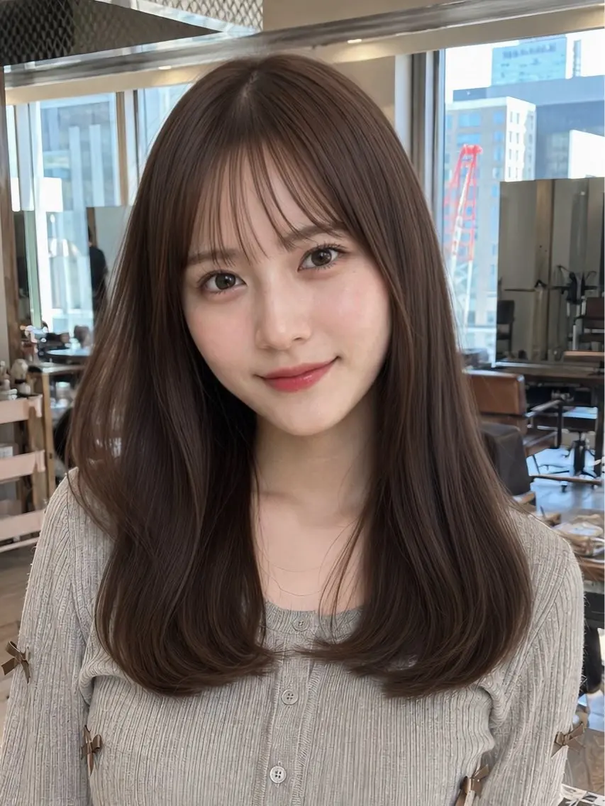 セミロング トリートメント カット ヘアカラー 透明感カラー/韓国レ イヤー/宮下知也のヘアスタイル