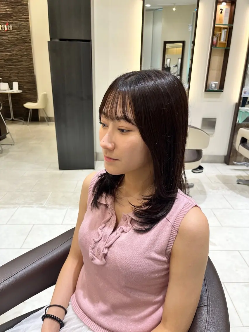 ミディアム 髪質改善 レイヤーカット ヘアカラー くぼたひより /モデル様募集中のヘアスタイル