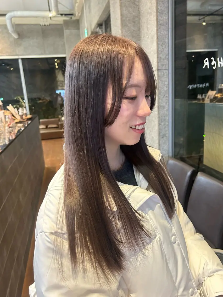 ロング カラー ダブルカラー 🫒オリーブ/透け感 レイヤー🌿モエカのヘアスタイル