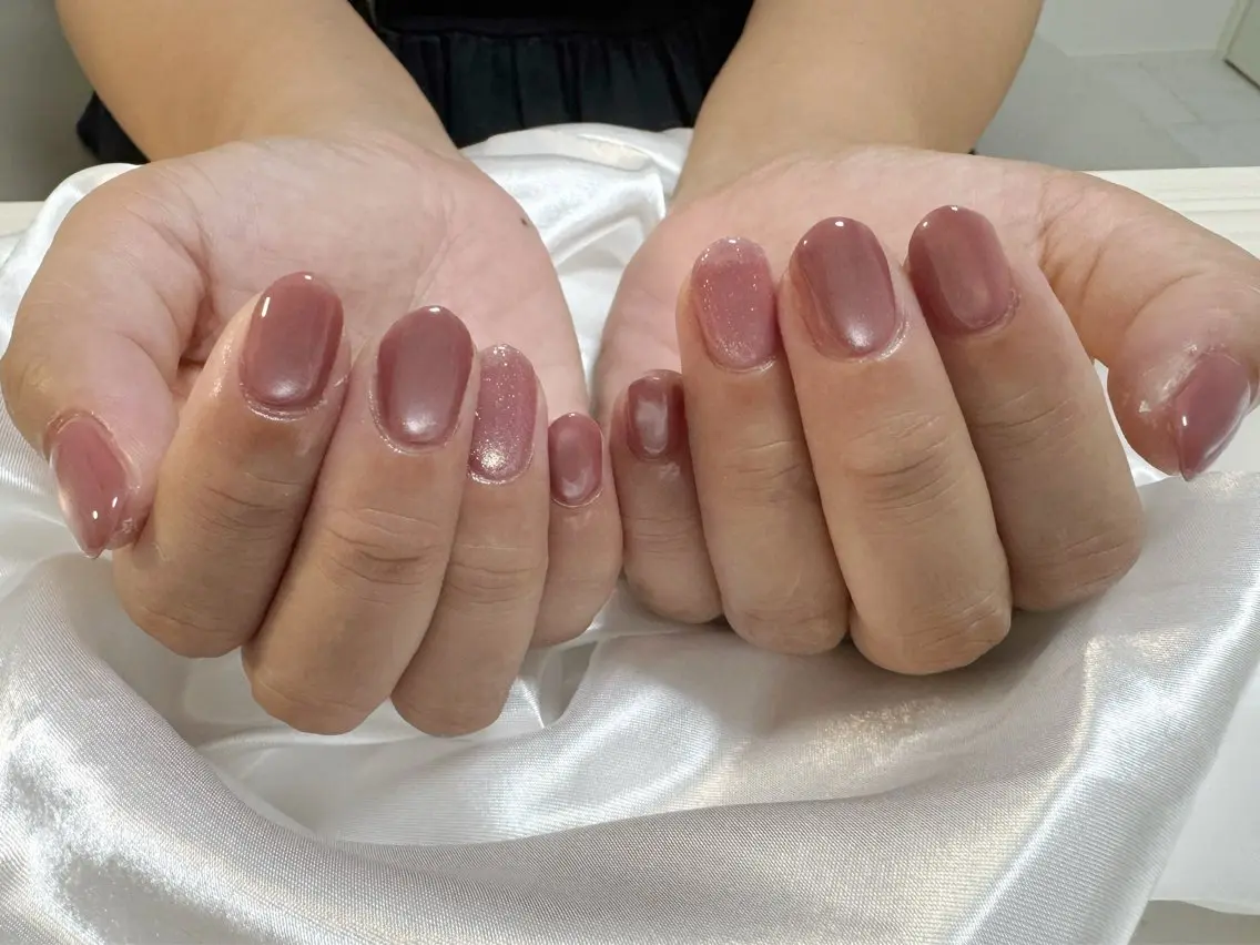 ネイル フラッシュネイル フラッシュマグ ピンク ハンドネイル Amule nailのネイルデザイン