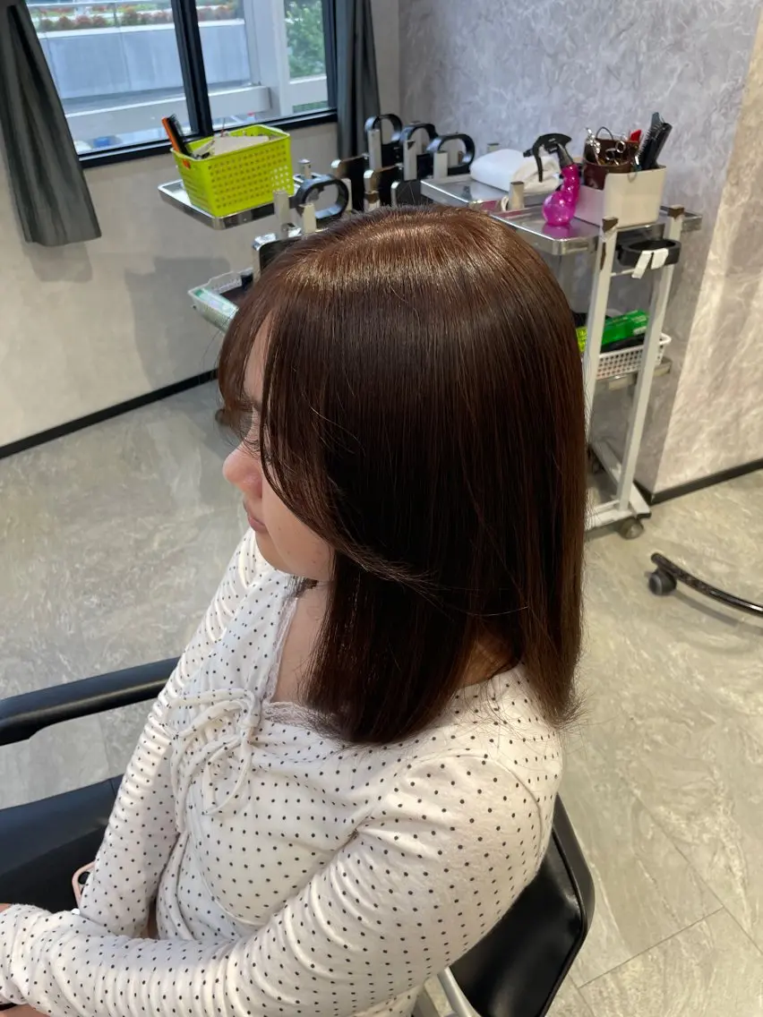 ミディアム カラー ブラウンカラー ヘアカラー トリートメント 透明感カラー/艶髪 🎀UMI🎀のヘアスタイル