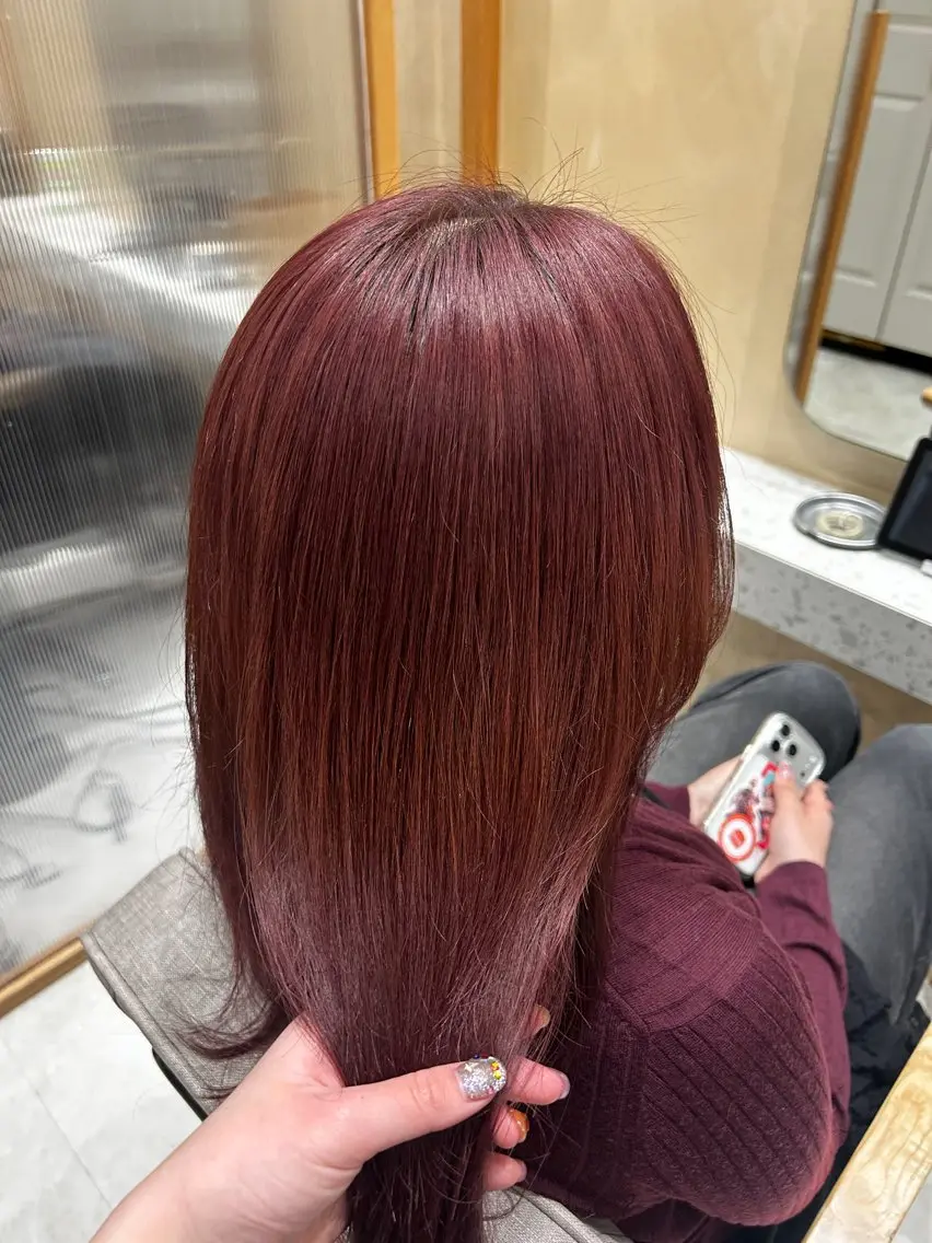 セミロング カラー ブリーチ レッドカラー カット ヘアカラー トリートメント 🫧艶髪ボブ🫧 チカのヘアスタイル