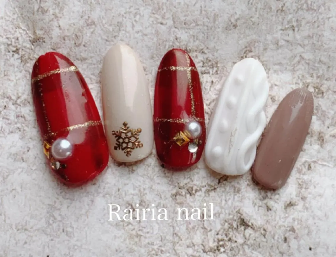 ネイル アートネイル ジェルネイル パラジェル 冬ネイル Rairia nail本八幡店のネイルデザイン