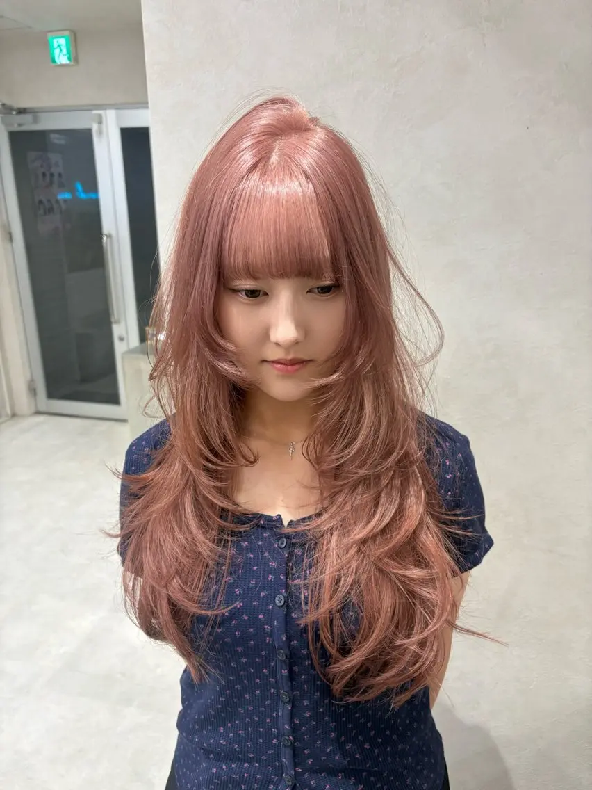 ロング ハッシュカット ハイレイヤー レイヤーカット カット ヘアカラー トリートメント Yuta✂︎ 韓国レイヤー🪽のヘアスタイル