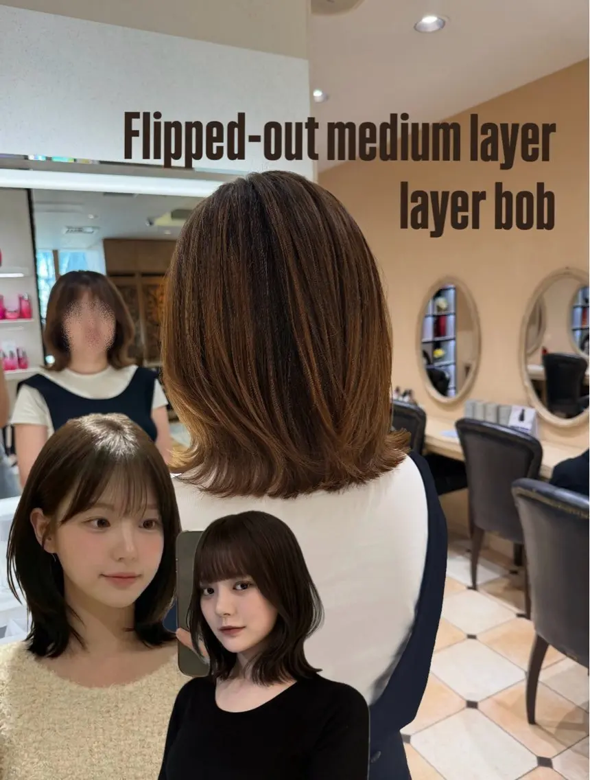 ミディアム くびれヘア 韓国風ヘア レイヤーカット 小顔カット 外ハネヘア 瑞希 / GINZA assistantのヘアスタイル