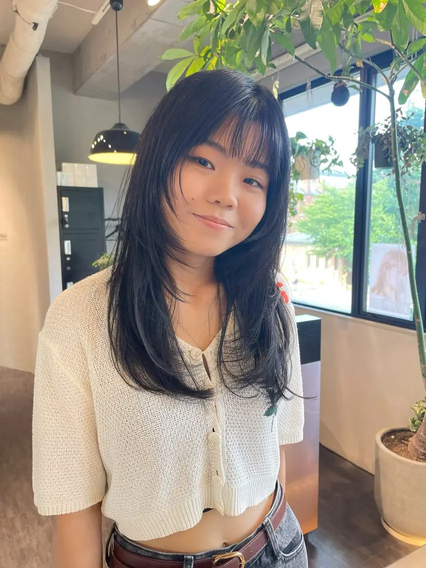 セミロング セミロングパーマ レイヤーカット 森口 誠斗のヘアスタイル