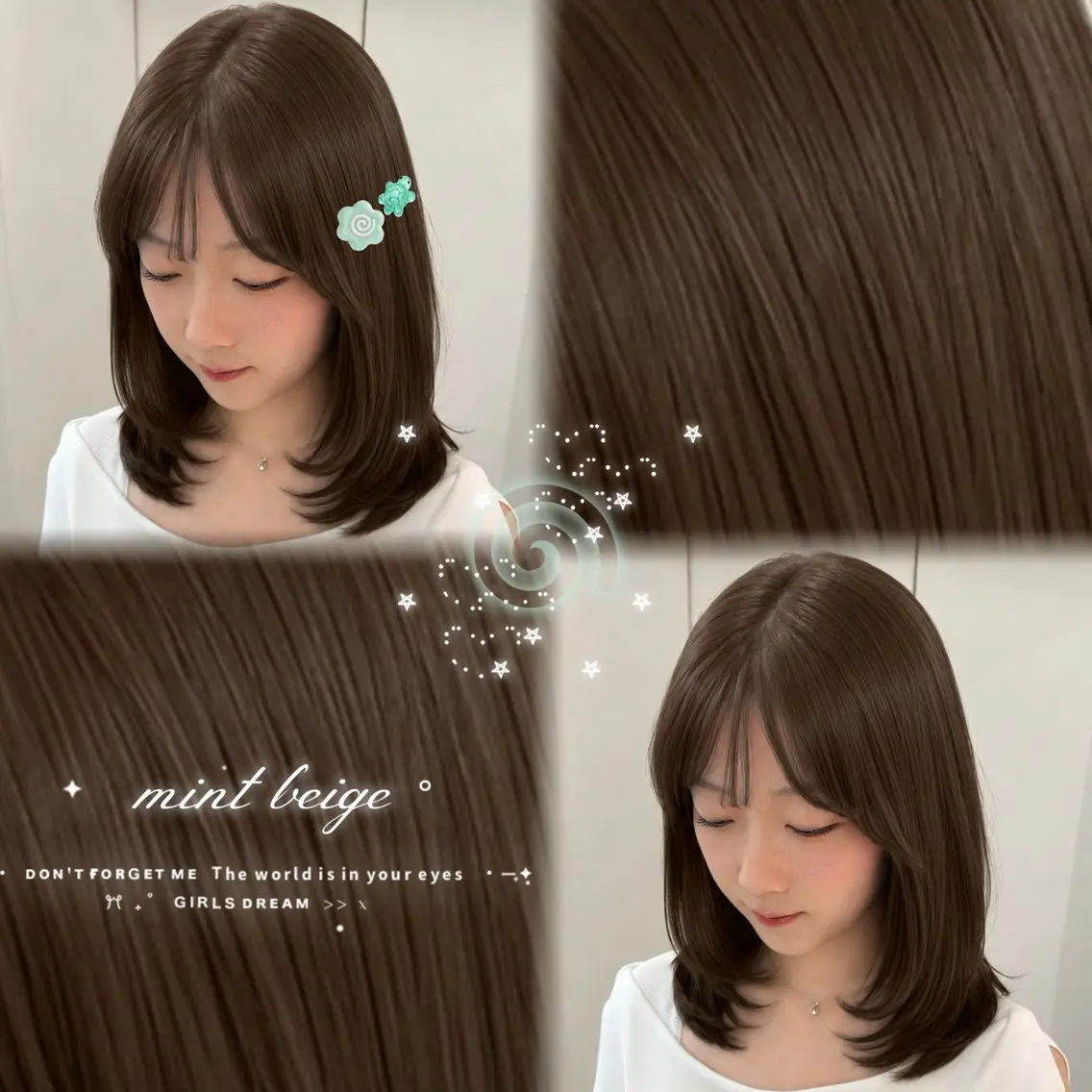 ミディアム カラー ベージュカラー ミント ミントベージュ オレンジ ヘアカラー トリートメント まろやか艶ベージュ 🧸🪞Honoのヘアスタイル