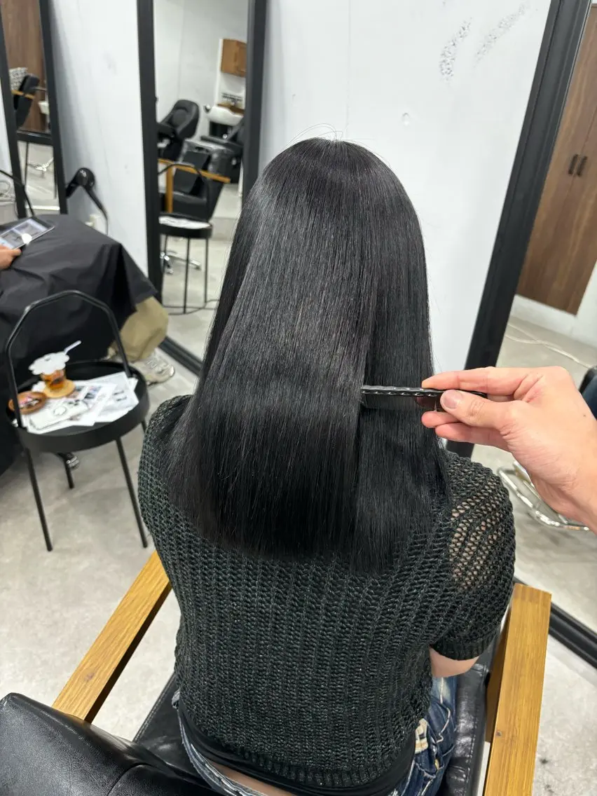 ロング 髪質改善 縮毛矯正 トリートメント マツダ レンのヘアスタイル