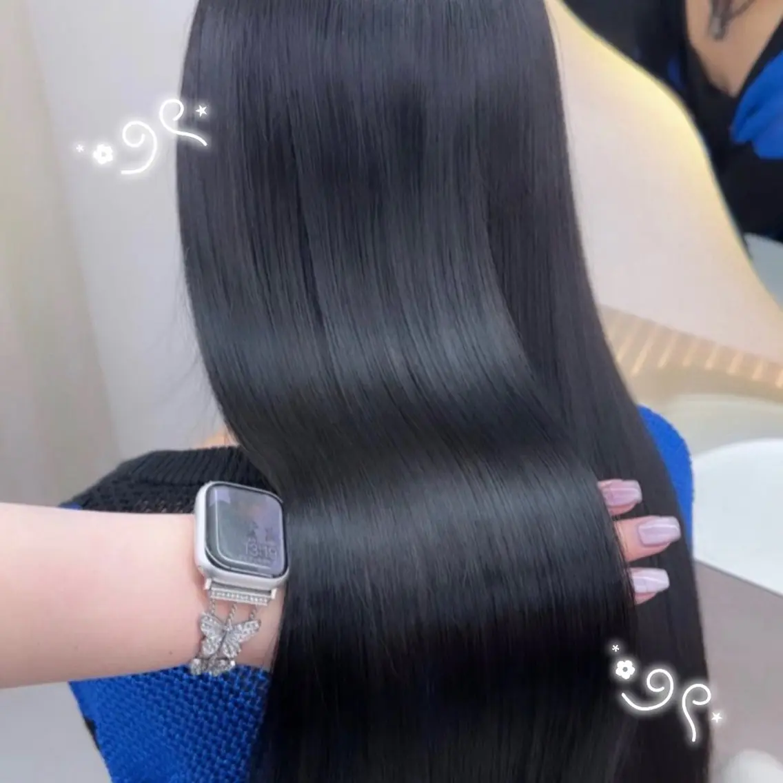 ロング カラー 黒髪 ブルーカラー ブルーブラック ヘアカラー 🩷ワンカラーモデル / れいな🩷のヘアスタイル