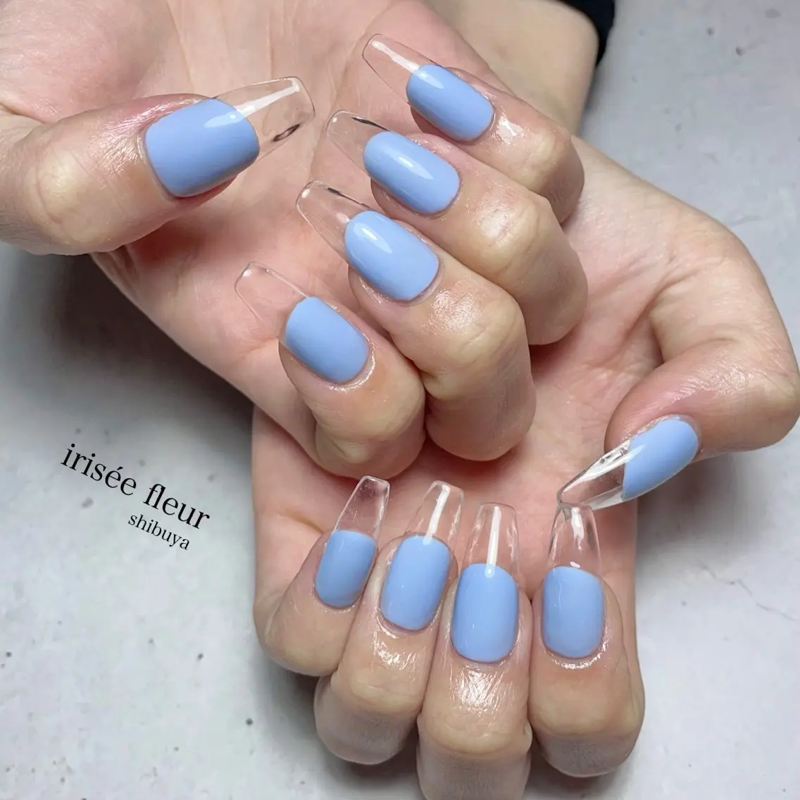 ネイル クリアネイル 長さ出し フレンチネイル 💐irisée fleur中居のネイルデザイン