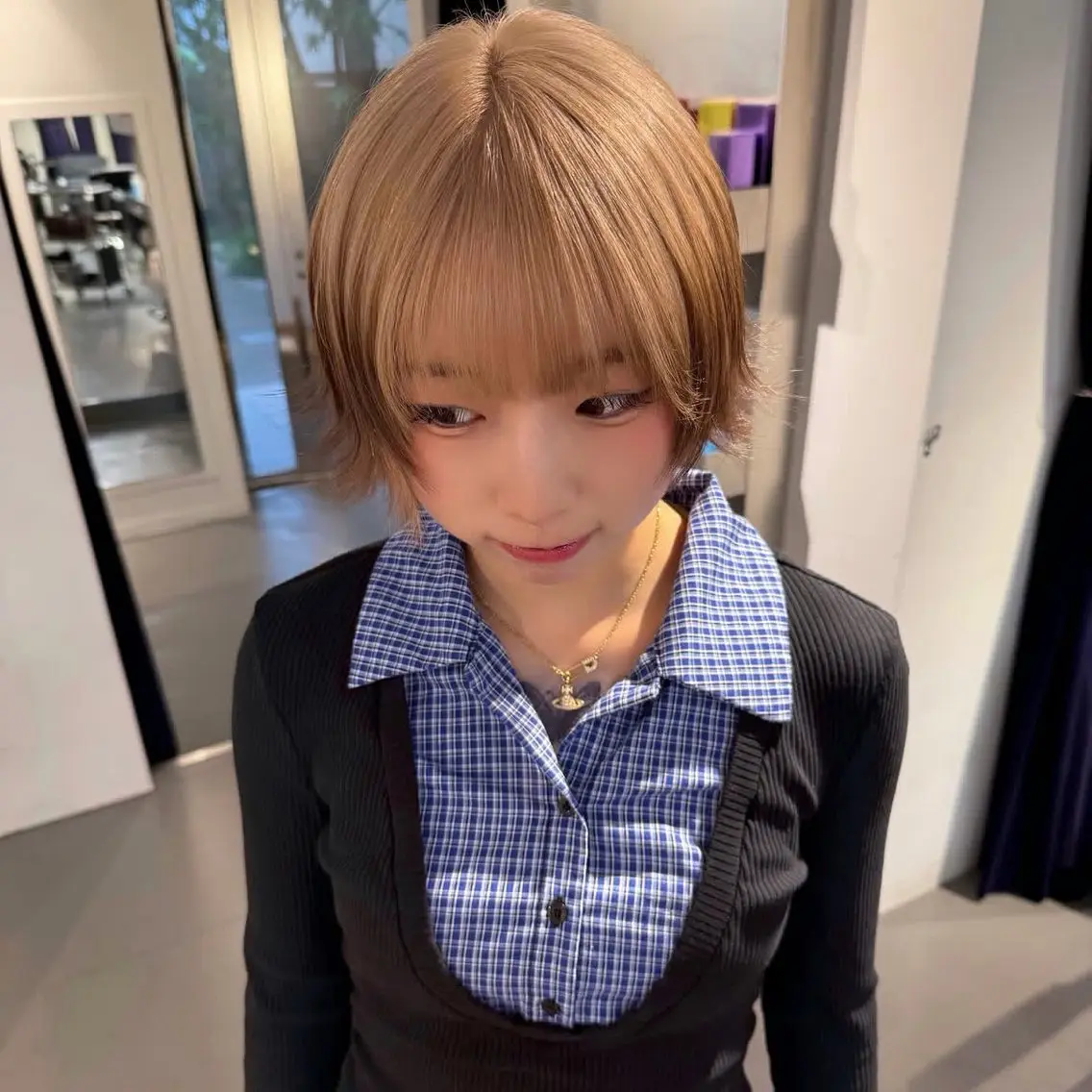 ショート カラー ヘアアレンジ ベージュカラー ブラウンカラー カット ヘアカラー トリートメント Mizobe misakiのヘアスタイル
