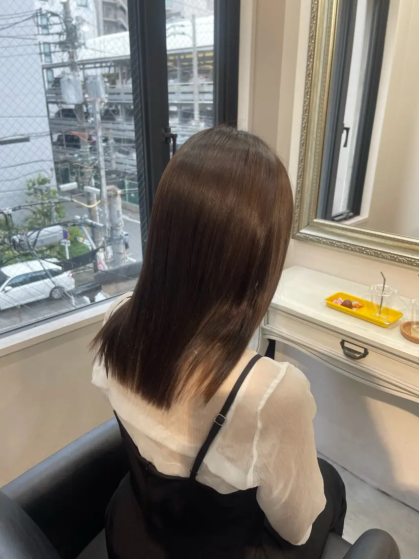 ミディアム 髪質改善 カット 縮毛矯正 トリートメント 縮毛矯正/艶髪/透明 感カラー/NENEのヘアスタイル