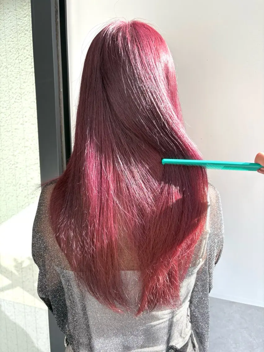 ロング カラー ブリーチ ケアブリーチ ピンクカラー ヘアカラー レイヤー/艶カラー/ KIHO🥥︎のヘアスタイル