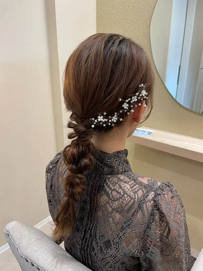 セミロング ヘアアレンジ ヘアセット ユ ミのヘアスタイル