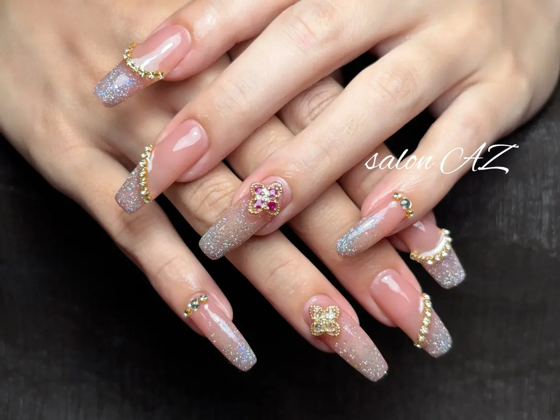 ネイル 桜ネイル 長さ出し フットネイル フレンチネイル ジェルネイル ハンドネイル salon AZのネイルデザイン