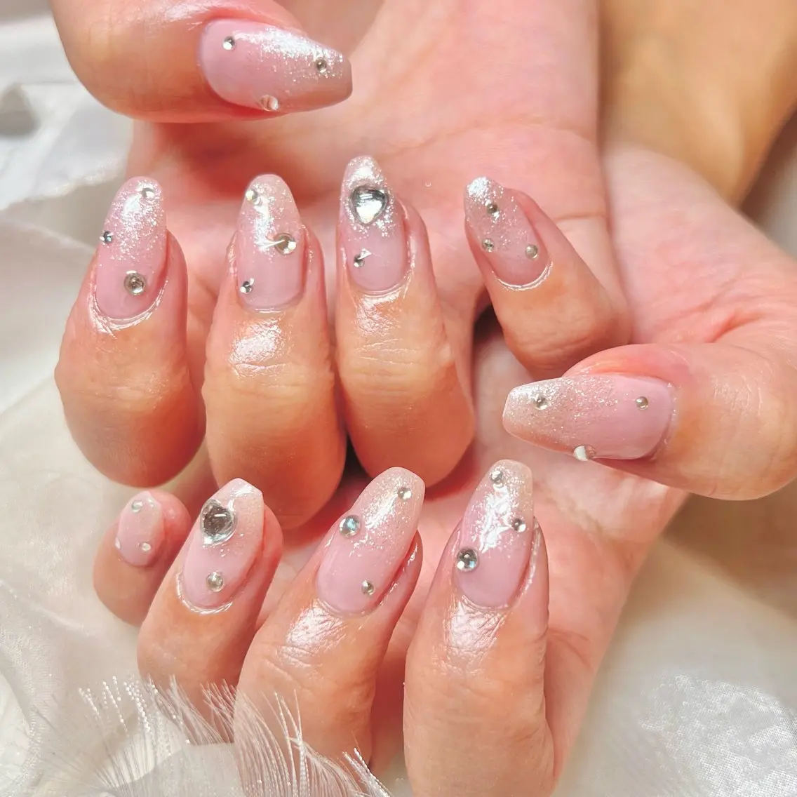 ネイル アートネイル オーロラネイル ジェルネイル 韓国ネイル ロングネイル ハンドネイル clover nailのネイルデザイン