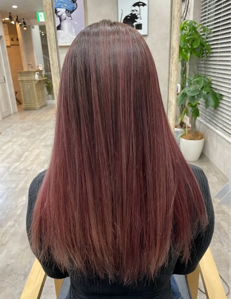 ロング カラー ヘアアレンジ 🍑🧋ハイトーン 暖色カラーlucaのヘアスタイル
