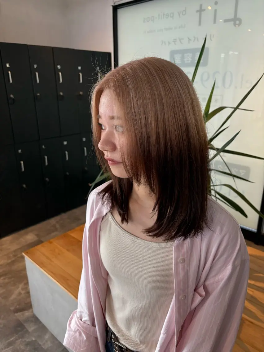 ミディアム ヘアカラー 🧋ミルクティーカラ ー🧋特化小林拓登のヘアスタイル