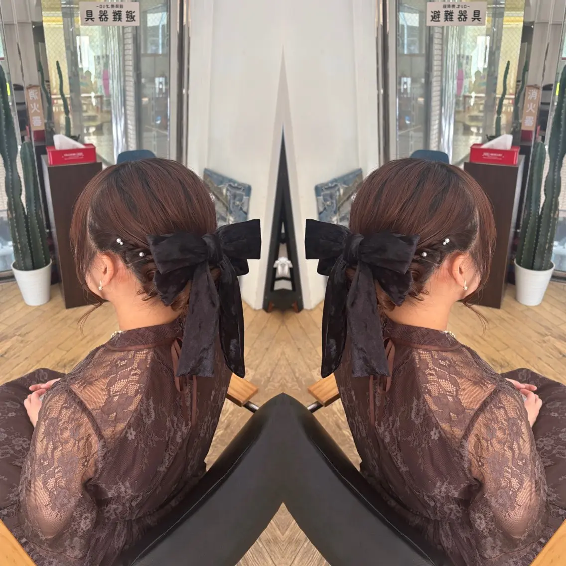 ミディアム ヘアアレンジ ヘアセット 💎ハイトーン/艶 カラー モエカ💎のヘアスタイル