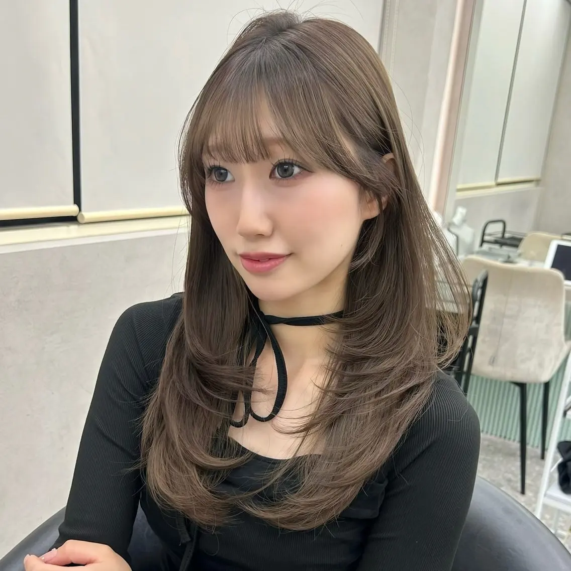 セミロング ハッシュカット ハイレイヤー 韓国風ヘア レイヤーカット カット Yuta✂︎ 韓国レイヤー🪽のヘアスタイル