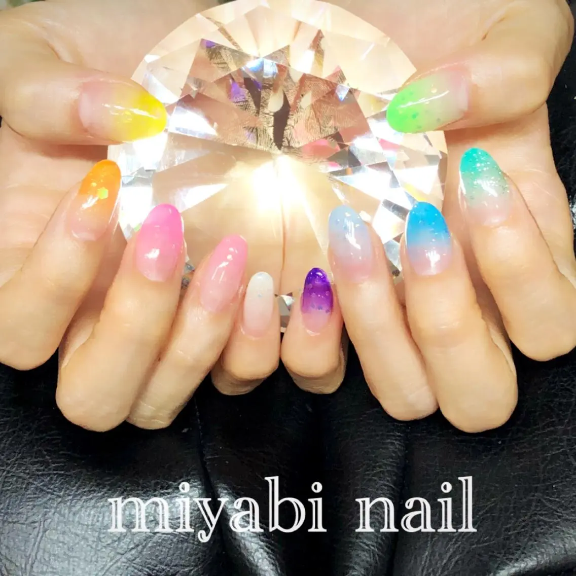 ネイル ジェルネイル グラデーション ラメ(グリッター) 持ち込み miyabi nail 桂川駅近くのネイルデザイン