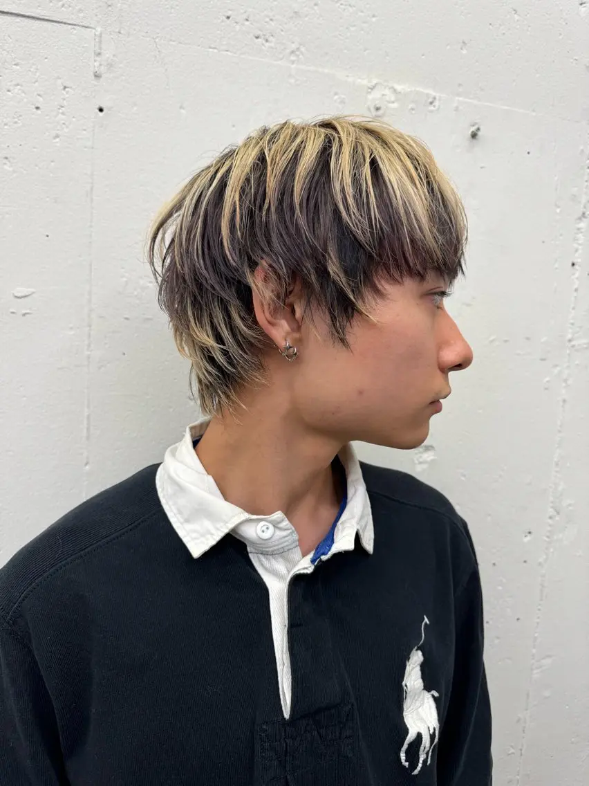 ミディアム カラー メンズ メンズハイライト メンズショート デザインカラー ダブルカラー ハイライトカラー カット ヘアカラー トリートメント 💈メンズ特化💈 TASUKUのヘアスタイル