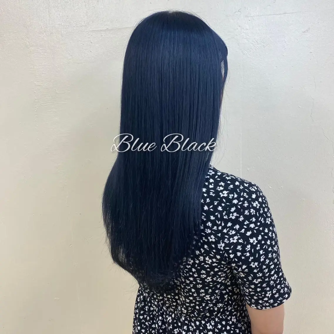 セミロング カラー 黒髪 ブルーカラー ブルーブラック 顔周りレイヤー/新宿 /モテ艶カラー/航介のヘアスタイル