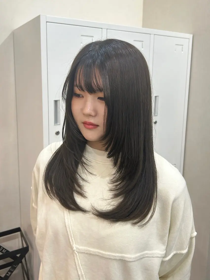 ロング カット ヘアカラー トリートメント MIDORI🎀 透明感/ベージュのヘアスタイル