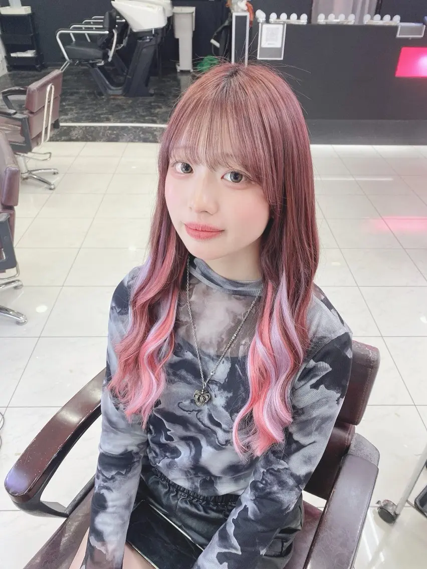 ロング ヘアカラー エクステ 外れにくいエク💚 EST梅田TAKIのヘアスタイル