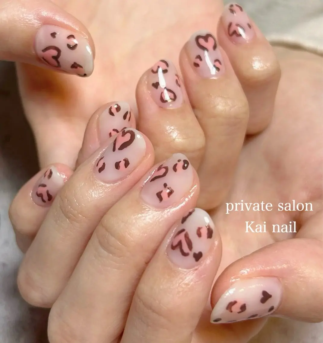 ネイル アニマル柄 アートネイル ハート 韓国ネイル マグネットネイル ハンドネイル Kai  nail Mayukoのネイルデザイン