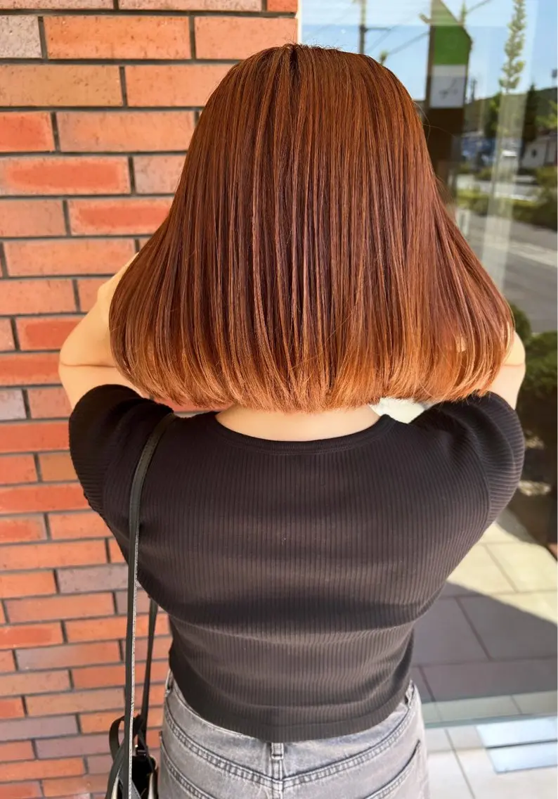 カラー ブリーチ ブリーチなしカラー オレンジ manami ♡のヘアスタイル