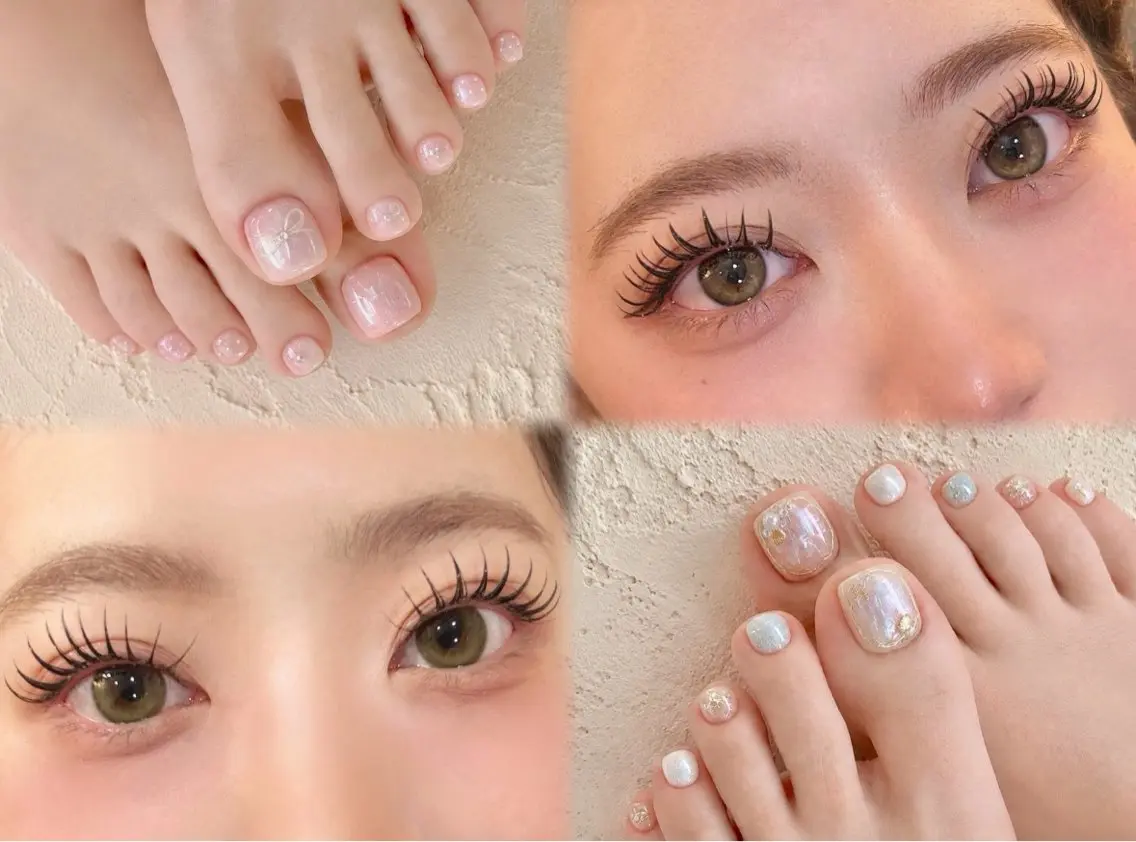ネイル フラッシュネイル フットネイル ジェルネイル グラデーション 韓国ネイル フットネイル Nail&eye Belire 新宿のネイルデザイン