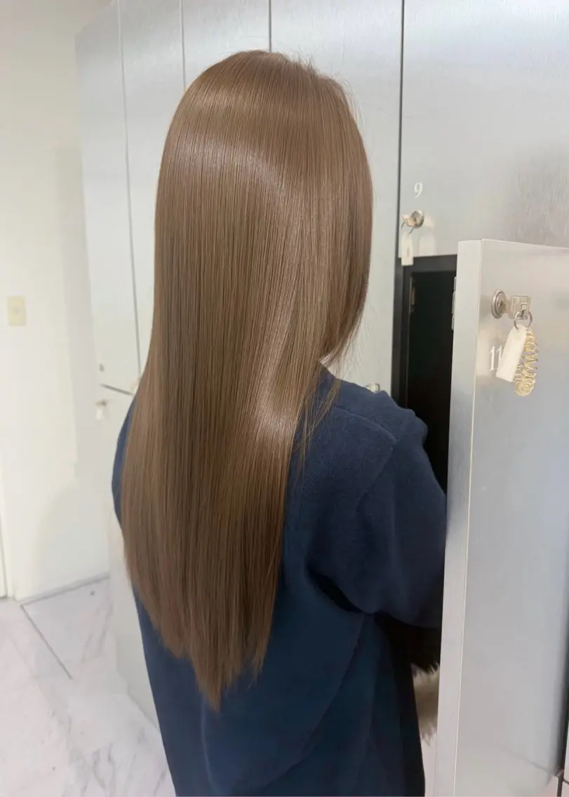 ロング カラー ベージュカラー ブリーチ 透明感カラー ブリーチなしカラー ワンホンヘア ヘアカラー トリートメント 韓国ヘア💖ワンホン ブリーチなしWカラーのヘアスタイル