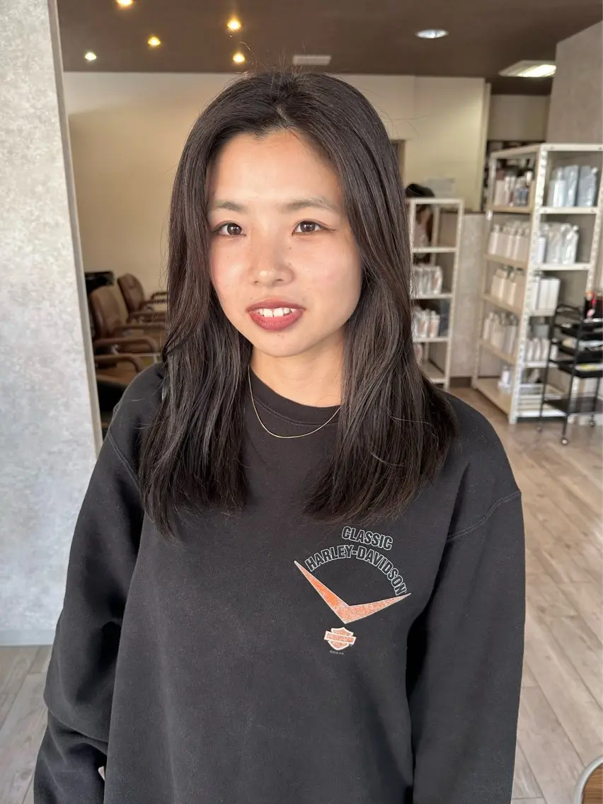 セミロング カラー ブリーチ グレージュ カット ヘアカラー トリートメント レイヤー/高橋 みく /池下/千種のヘアスタイル