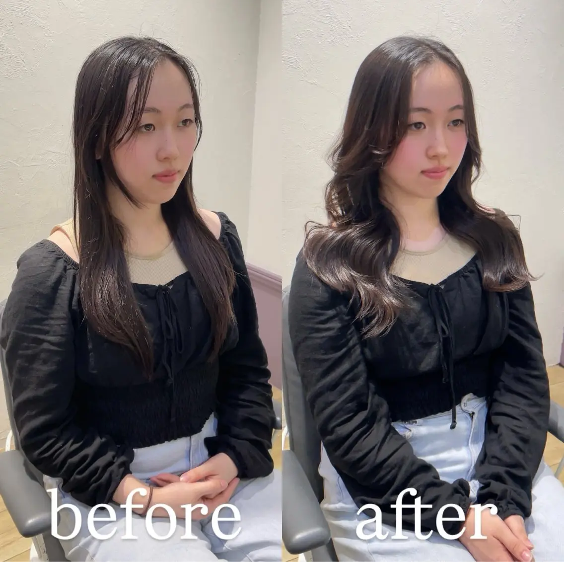 ロング カラー ロングレイヤー 顔まわりレイヤー 韓国風ヘア レイヤーカット ロング カット ヘアカラー トリートメント ヘッドスパ 大人可愛い透明感🌟 小顔・韓国髪🌟野中のヘアスタイル