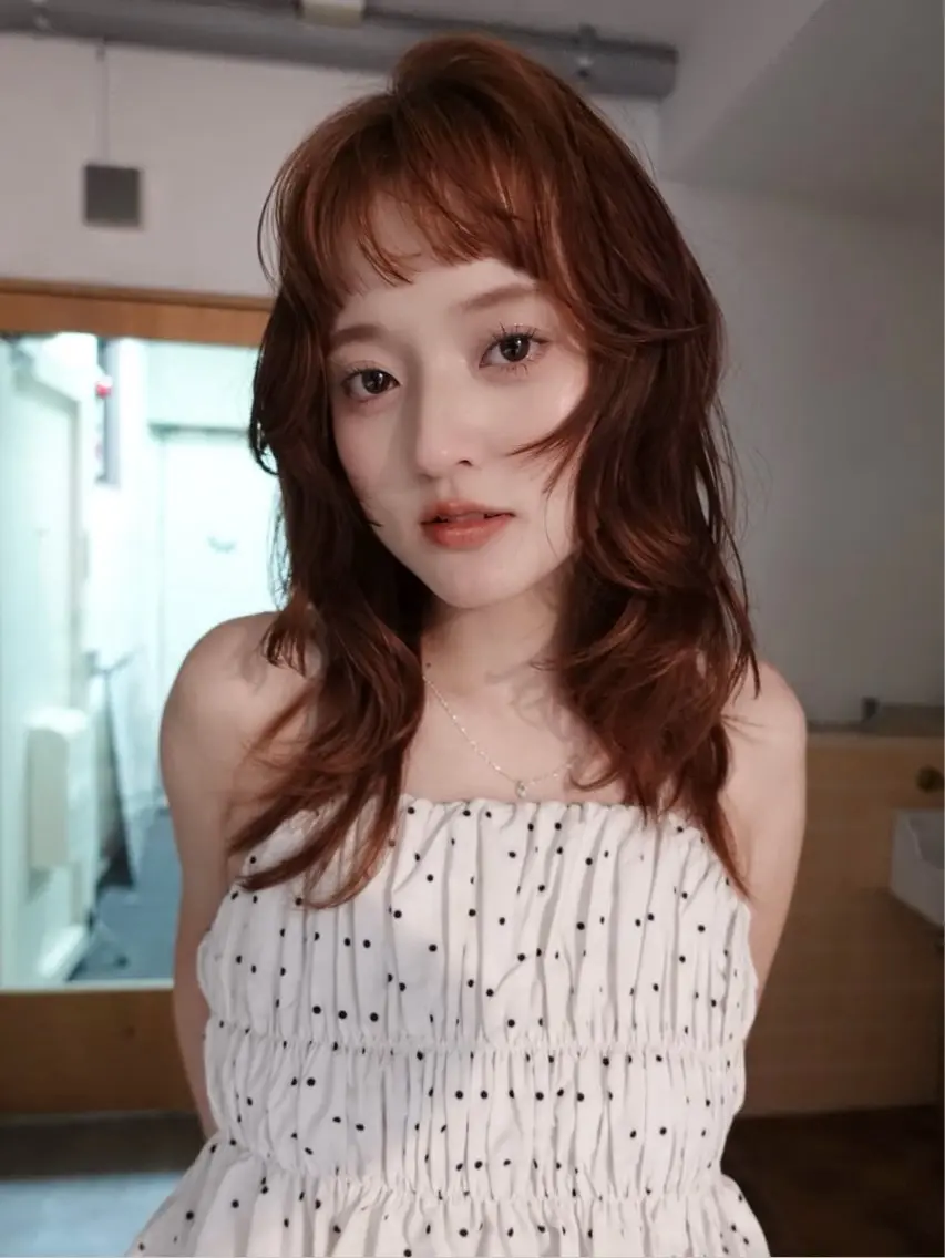 セミロング カラー ブラウンカラー オレンジ オレンジブラウン ヘアカラー haruno/立川/ モデル募集中のヘアスタイル