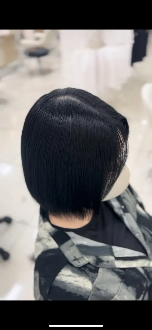 ショート カラー 黒髪 ブルーカラー ブルーブラック ボブ 髪質改善 ash平井店/永木 空✂️のヘアスタイル